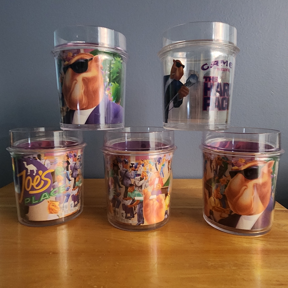 Vintage Clear Bar Containers with Cartoon Graphics